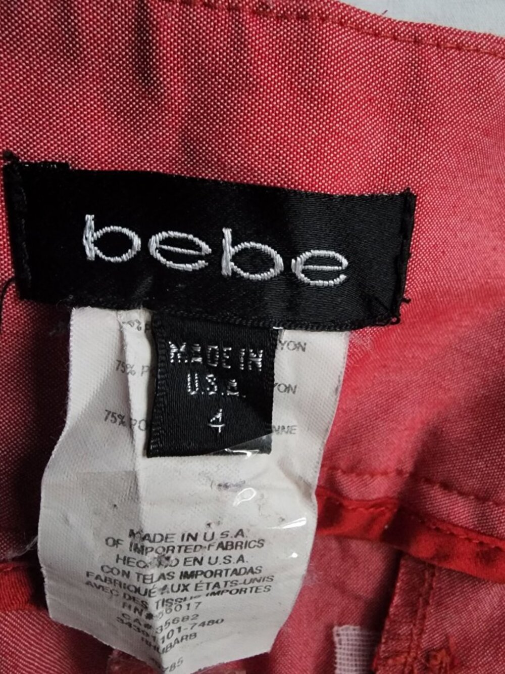 BEBE Women's Lace Detailed Waistband Crop Ankle Pants In Rhubarb Size 4 - Picture 7 of 13